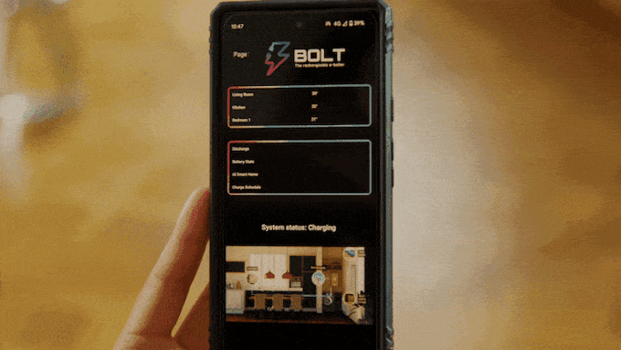 Illustration of someone using the Bolt E-Boiler mobile app